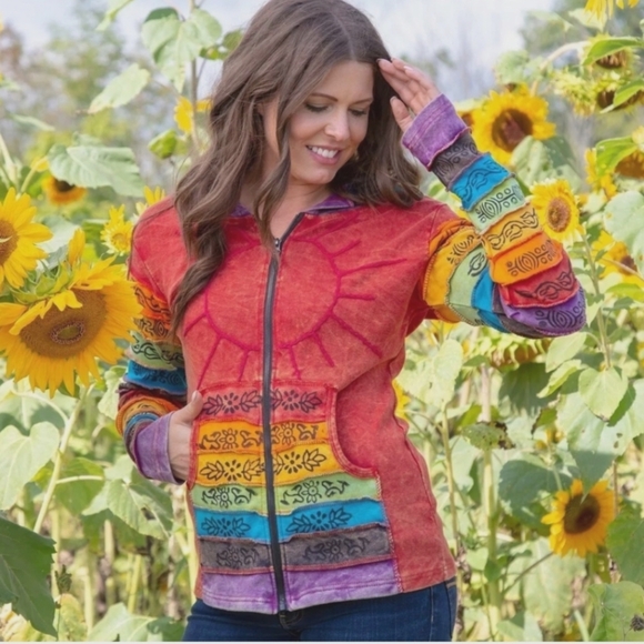 Greater Good Network Sunshine Dreams Hippie Rainbow Hoodie Multicolor Women's 4X - Picture 1 of 7